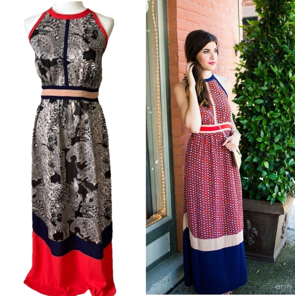 Anthropologie THML Halter Maxi Dress. Color Block Style. Excellent Condition!